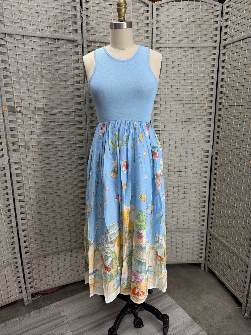 NWOT Moon River Tuckernuck Anouk Tank Blue Italy Vacay Midi Dress Size XS - Picture 3 of 9